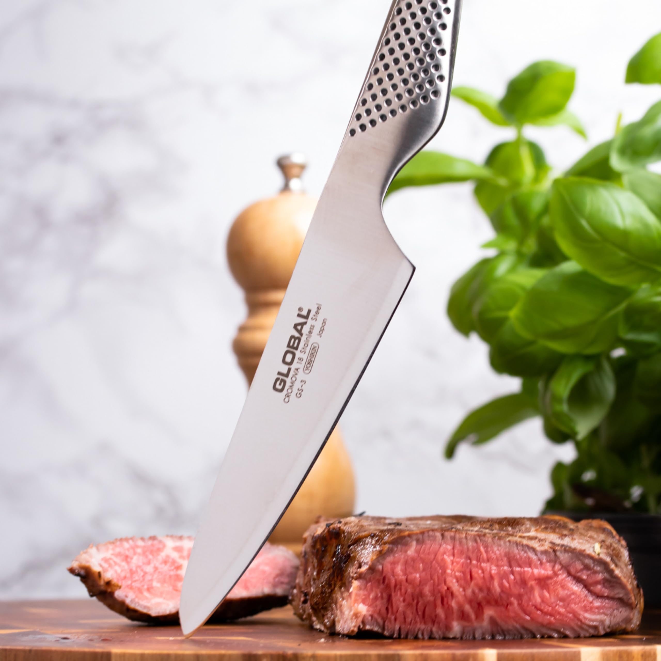 Global fitted into a knife block to demonstrate compatibility and storage