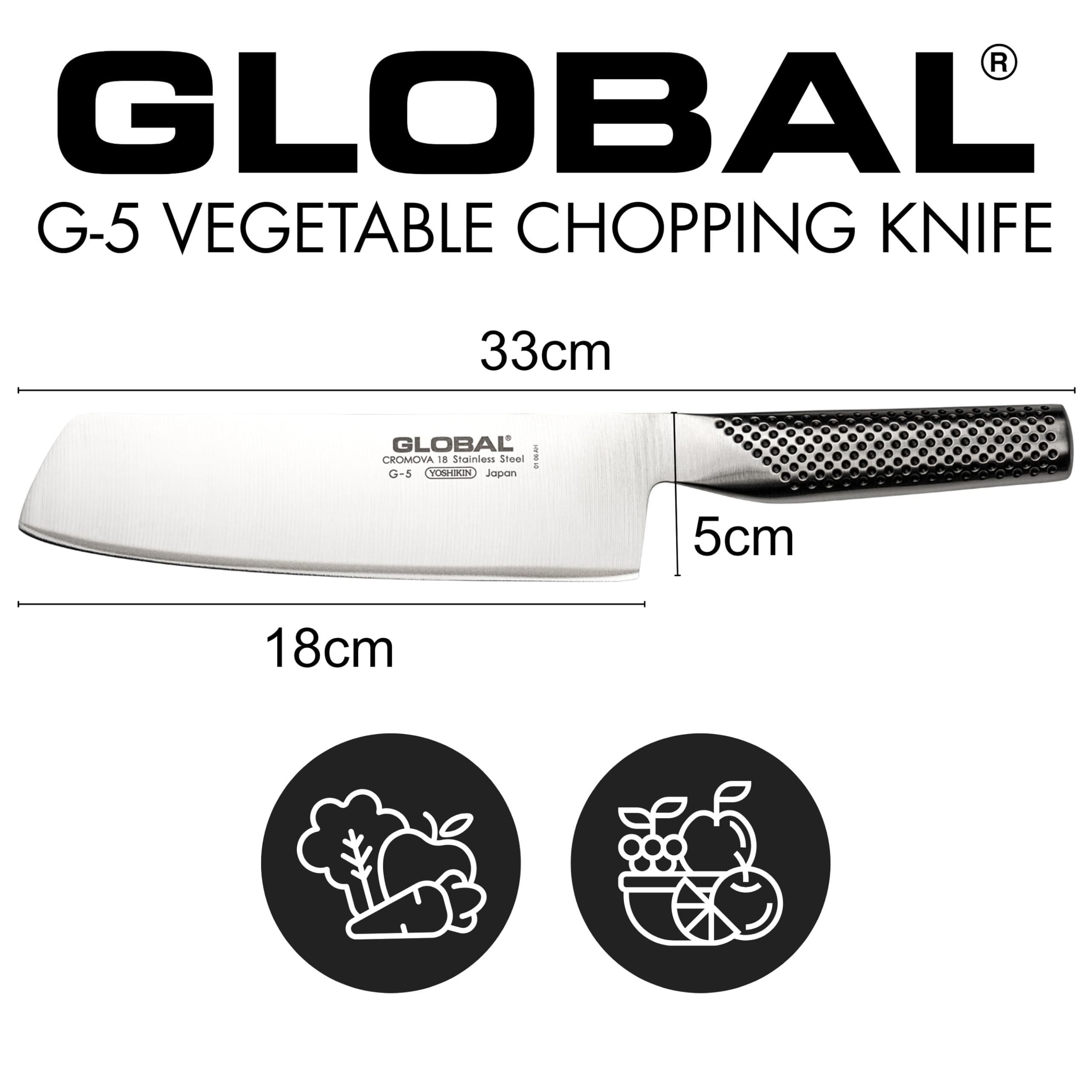 Side profile of Global blade edge highlighting face-ground taper for sharper slicing