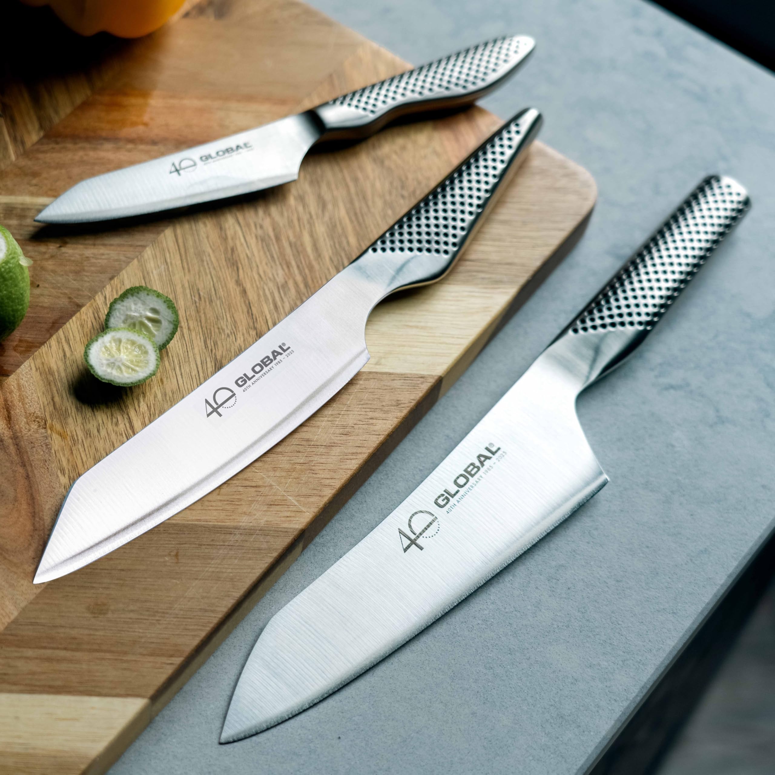 Global 7-inch Asian chef blade detail showing sharpness and precision