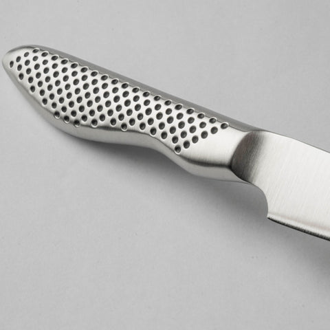 Global GS38 blade close-up highlighting stainless edge for clean cuts