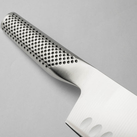 Global nakiri packaging and measurements displayed for dimensions clarity