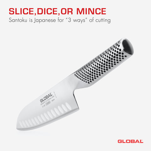 Global knife beside ruler showing 7-inch blade length for scale