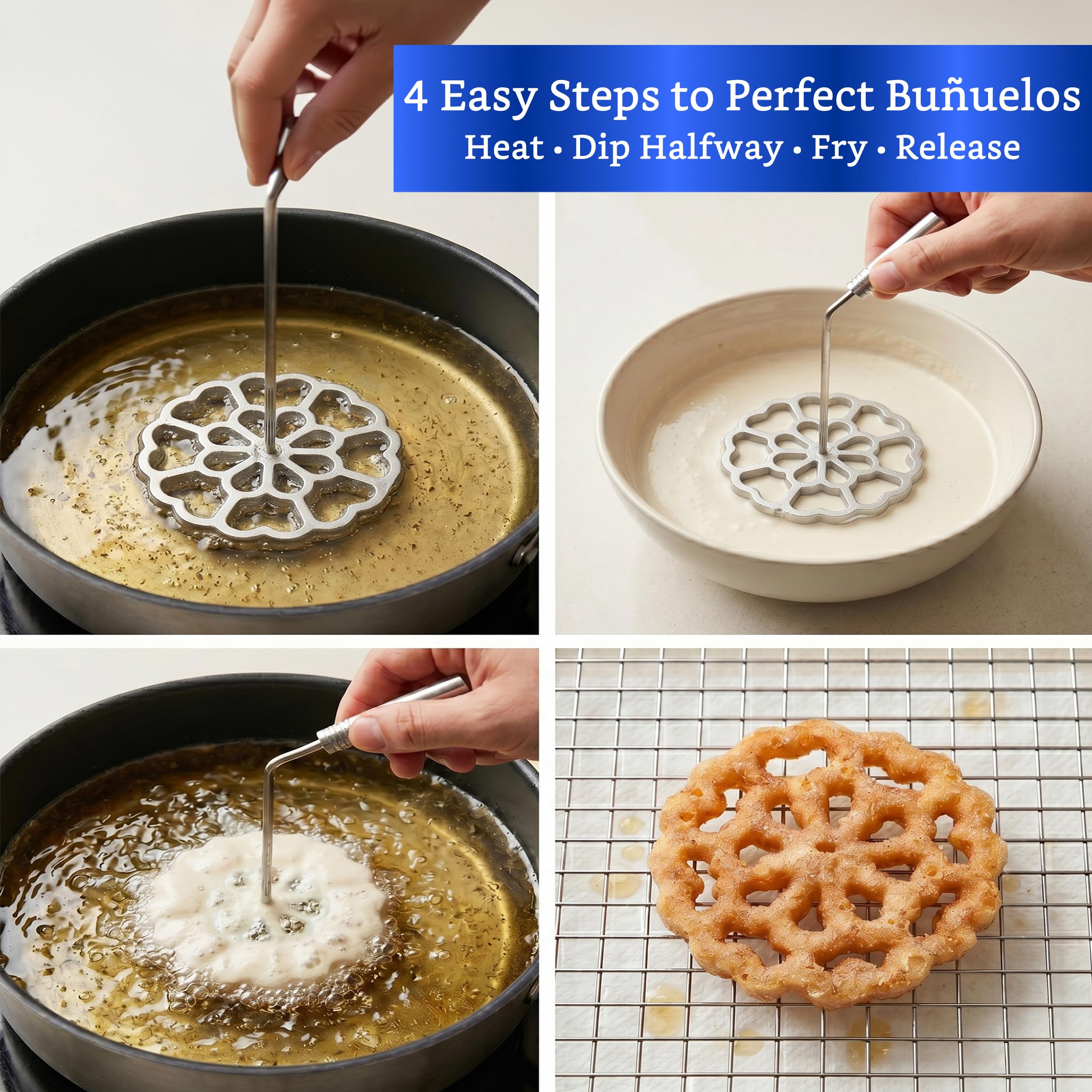 GLOBE ROCKET mold in hot oil demonstrating even frying performance