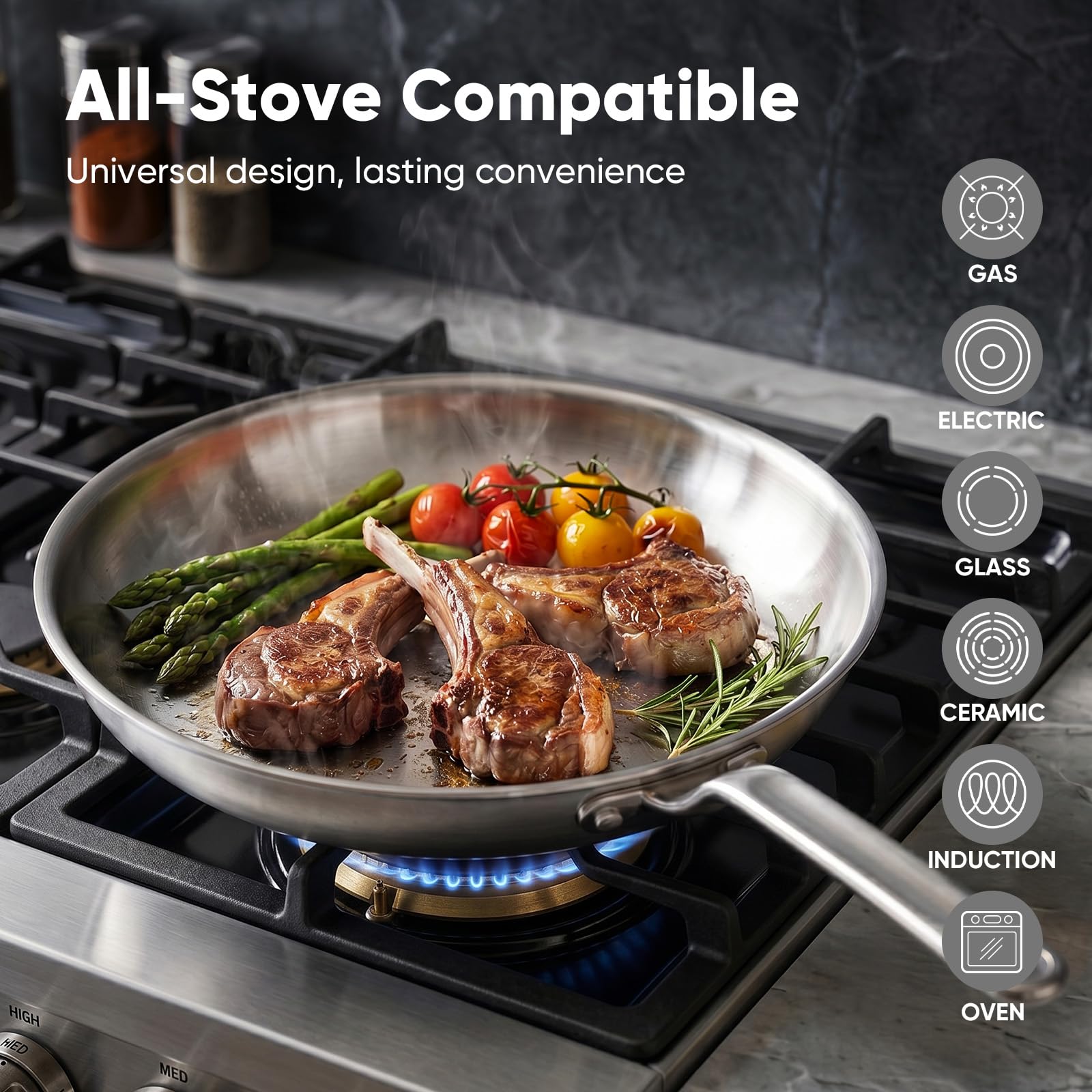 GLOBEHOME polished 304 stainless surface close-up for easy food release
