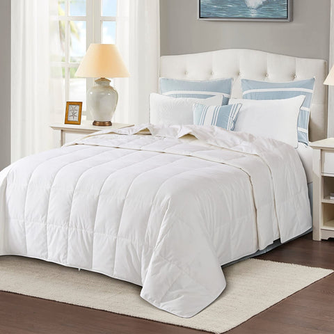 Globon front view of California King comforter showing lightweight profile and coverage
