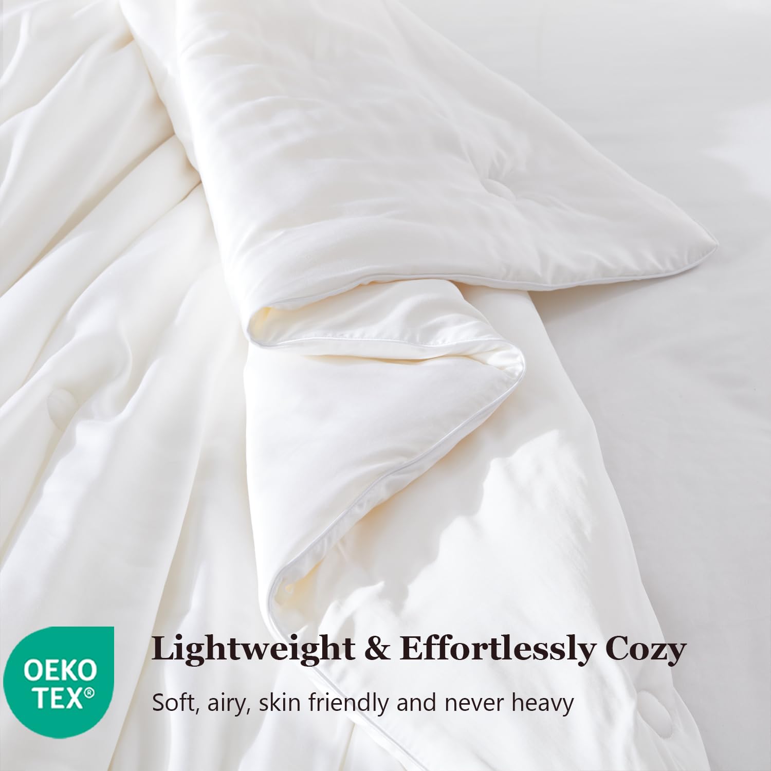 Globon comforter on bed lifestyle scene illustrating cool comfort in a bedroom