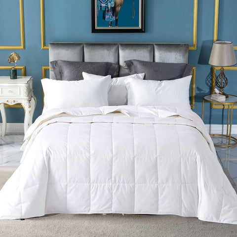 Globon king comforter front view showing lightweight white duvet and airy look