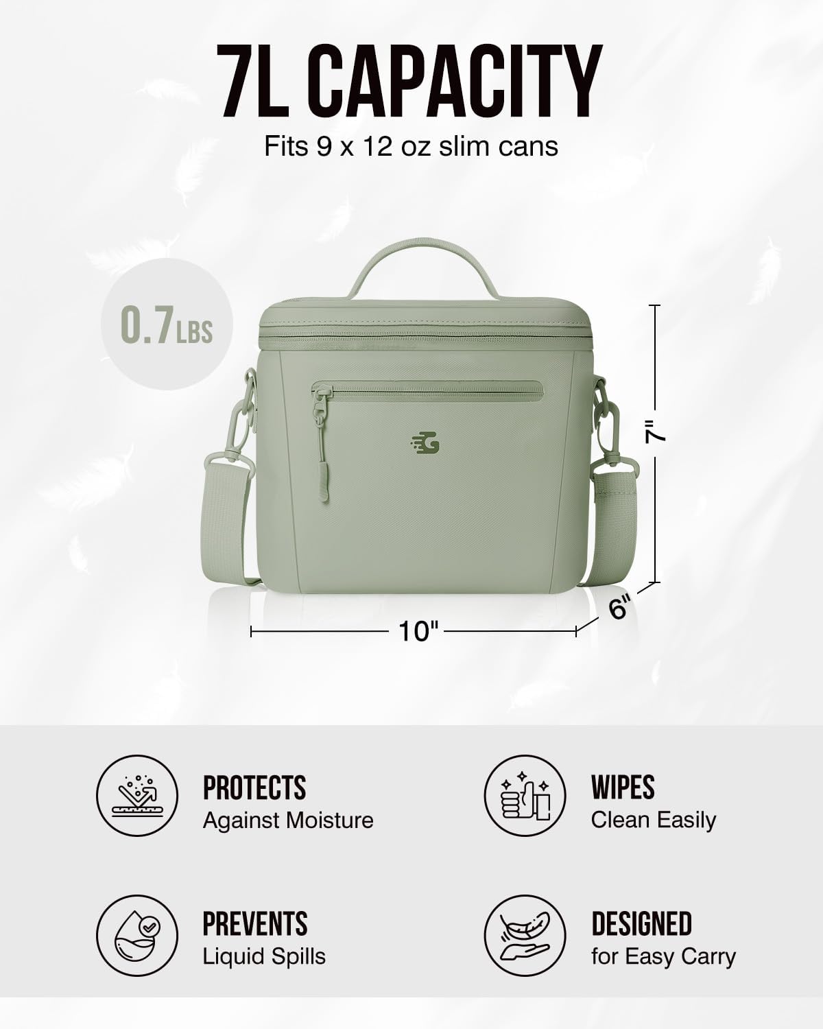 GLORIEROO lunch bag held by padded handle, comfortable for daily commute