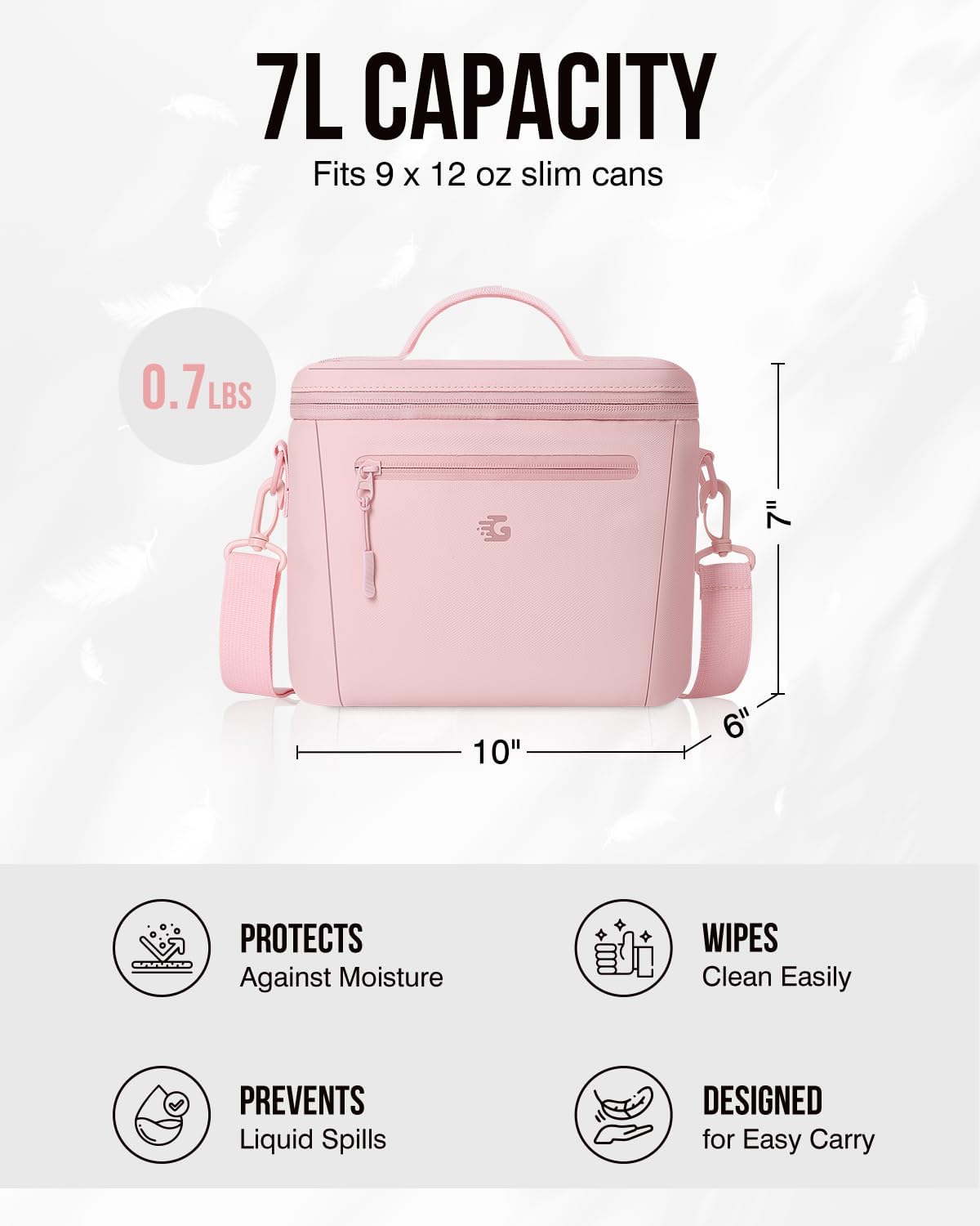 GLORIEROO padded handle and detachable strap for comfortable carry