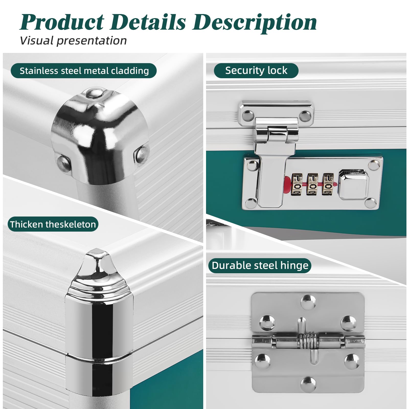 Glosen aluminum texture detail highlighting durable alloy frame and protection