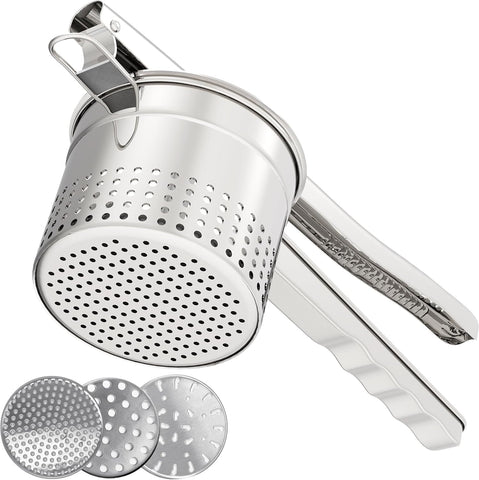 GloTika front view of stainless steel ricer showing robust build and capacity
