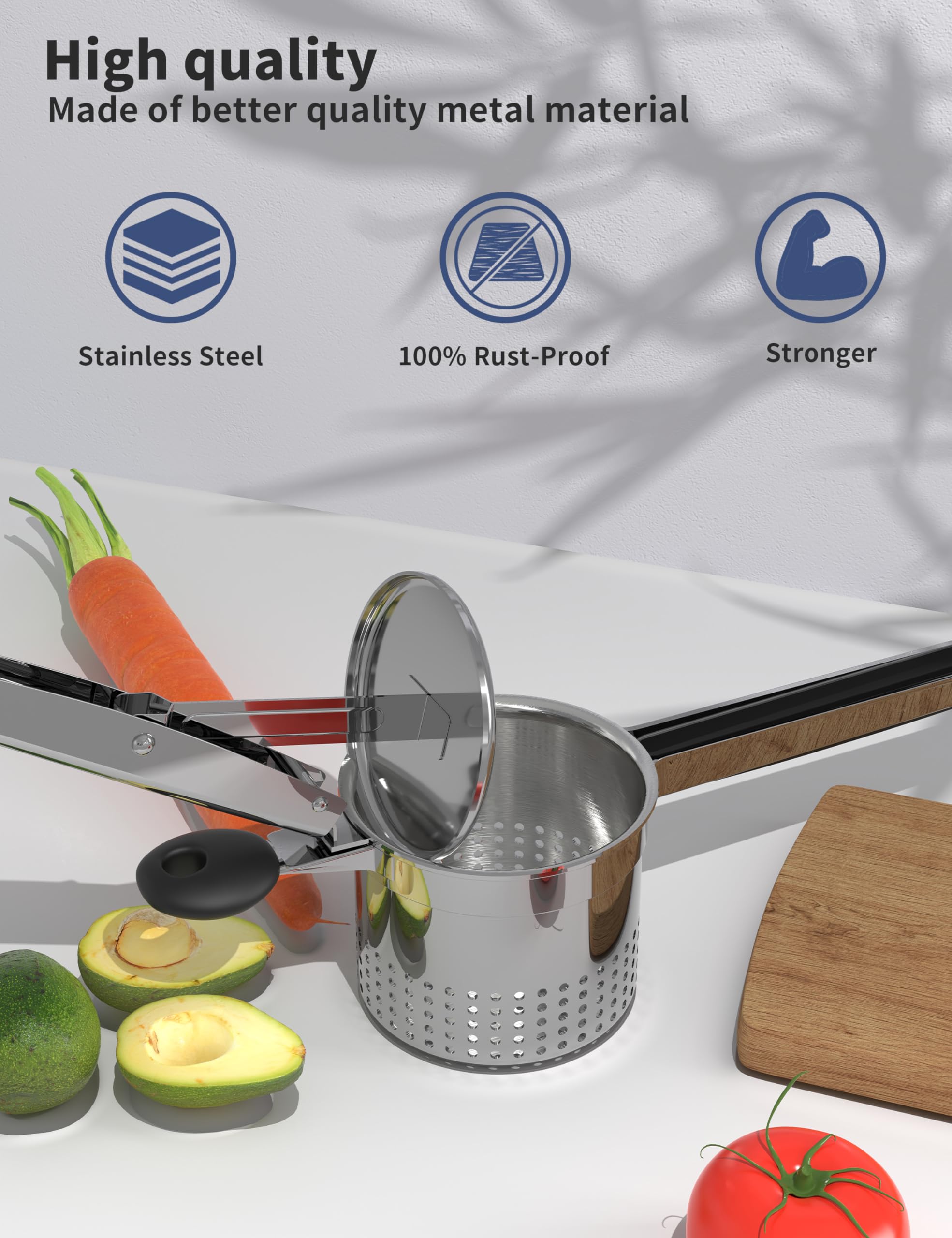 GloTika ricer pressing potatoes for lump-free mashed potatoes
