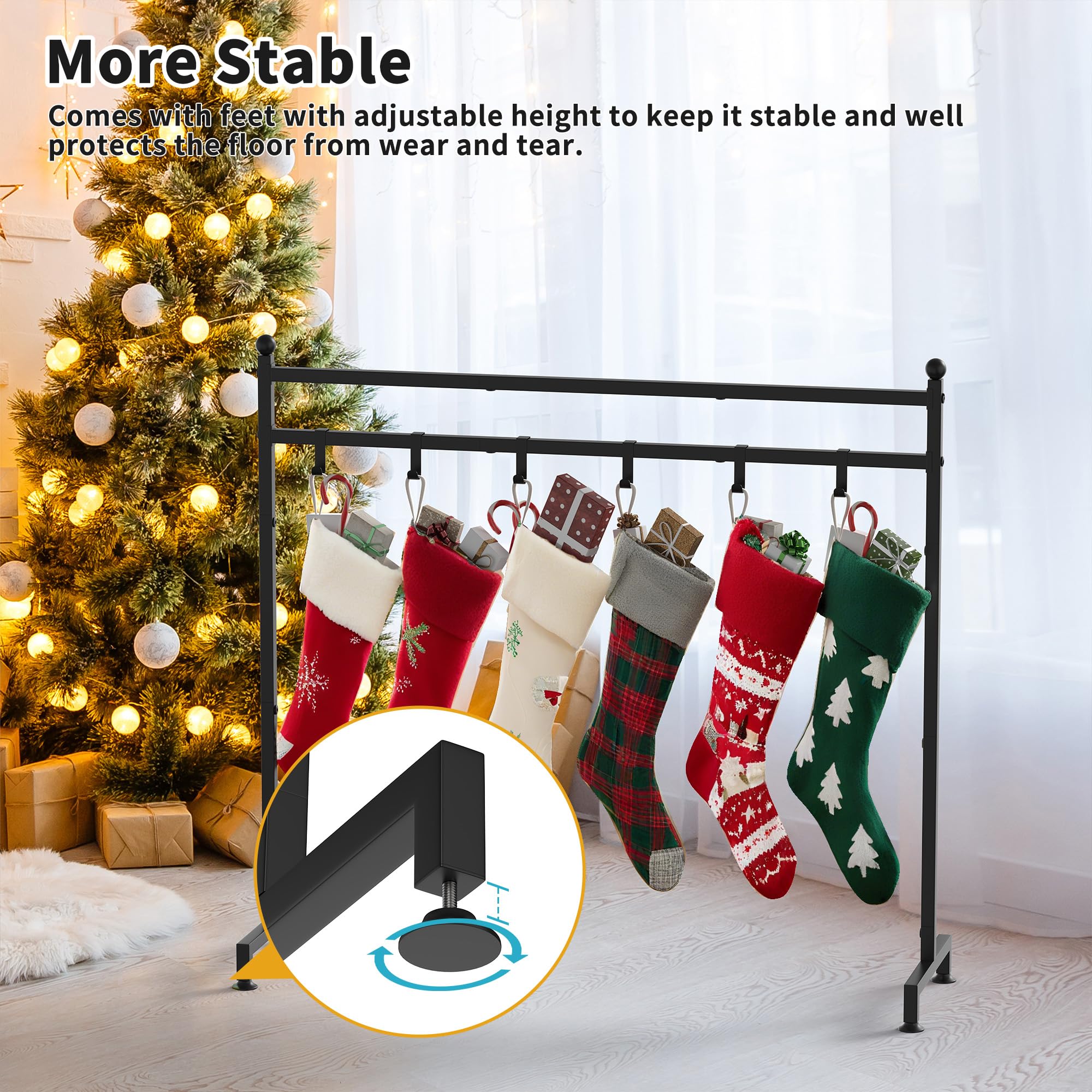 GloTika adjustable feet detail protecting floor and providing stable balance