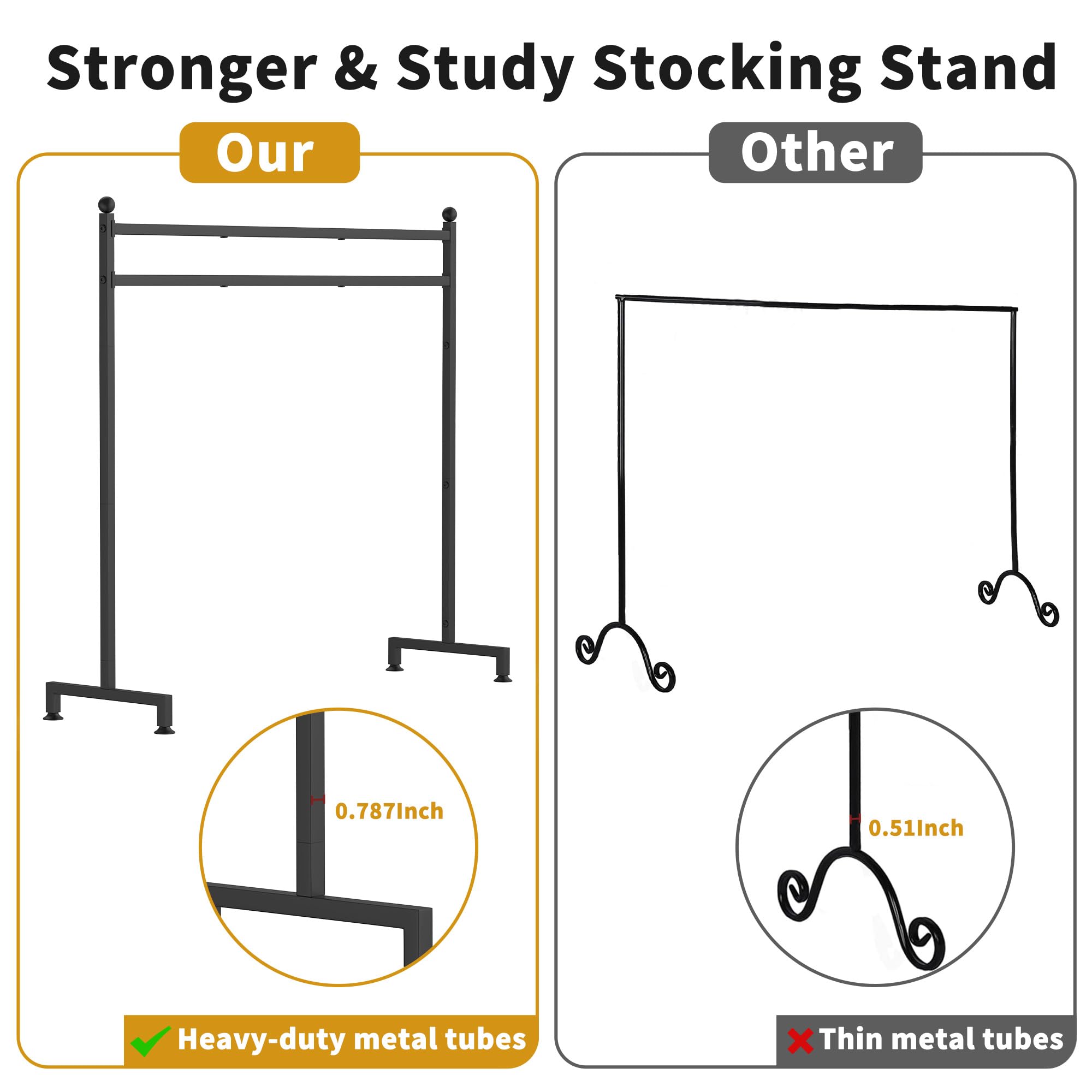 GloTika stand with stockings beside tree showing easy holiday placement