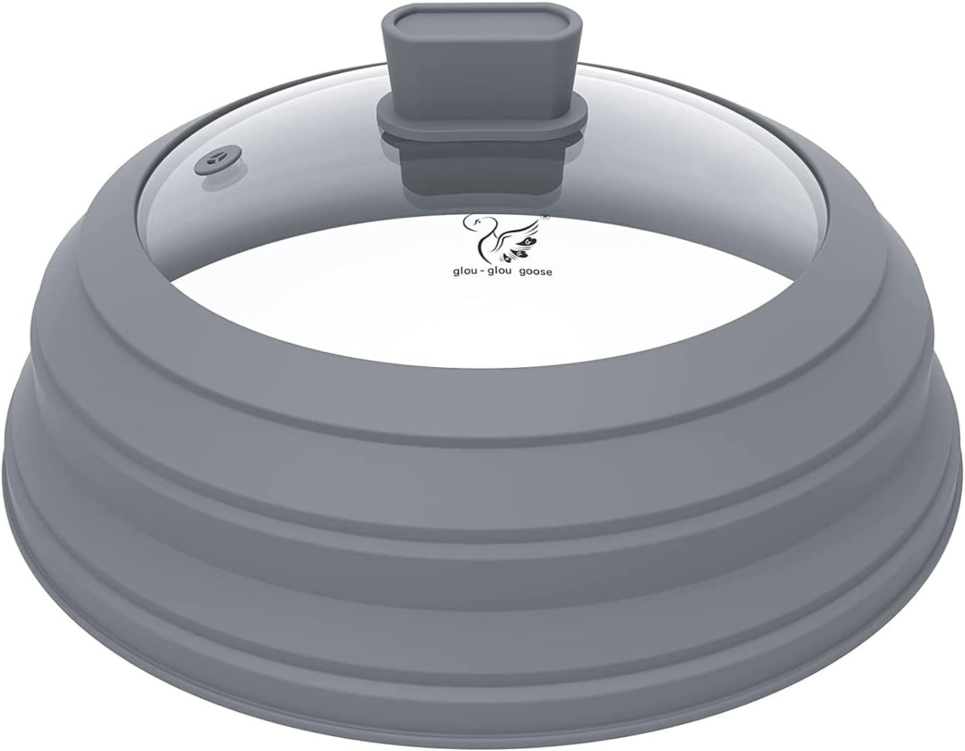 GLOU-GLOU GOOSE front view glass lid showing full coverage and easy cleaning benefit