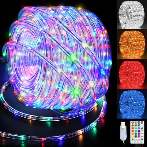 GLPE front packaging showing 66ft rope lights and USB power benefit