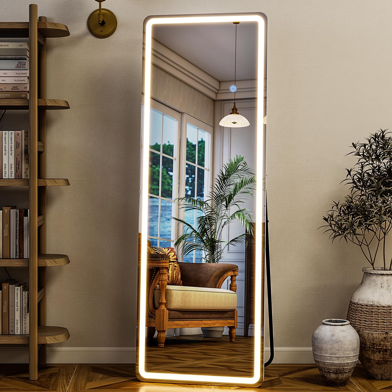 GLSLAND full-length mirror front view showing sleek profile and full-body benefit