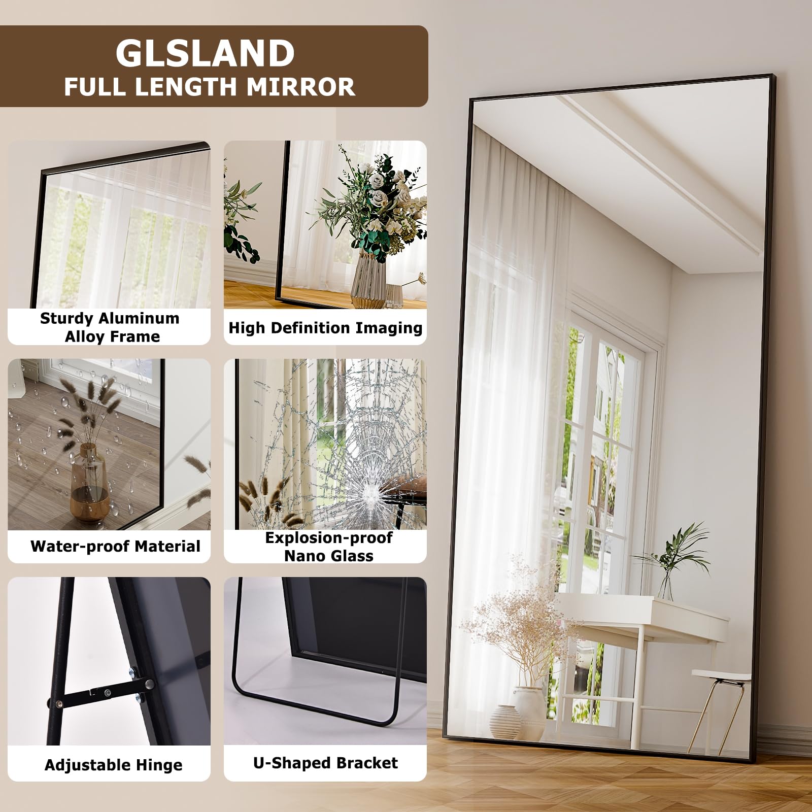 GLSLAND mirror in bedroom lifestyle brightening space and aiding outfit checks