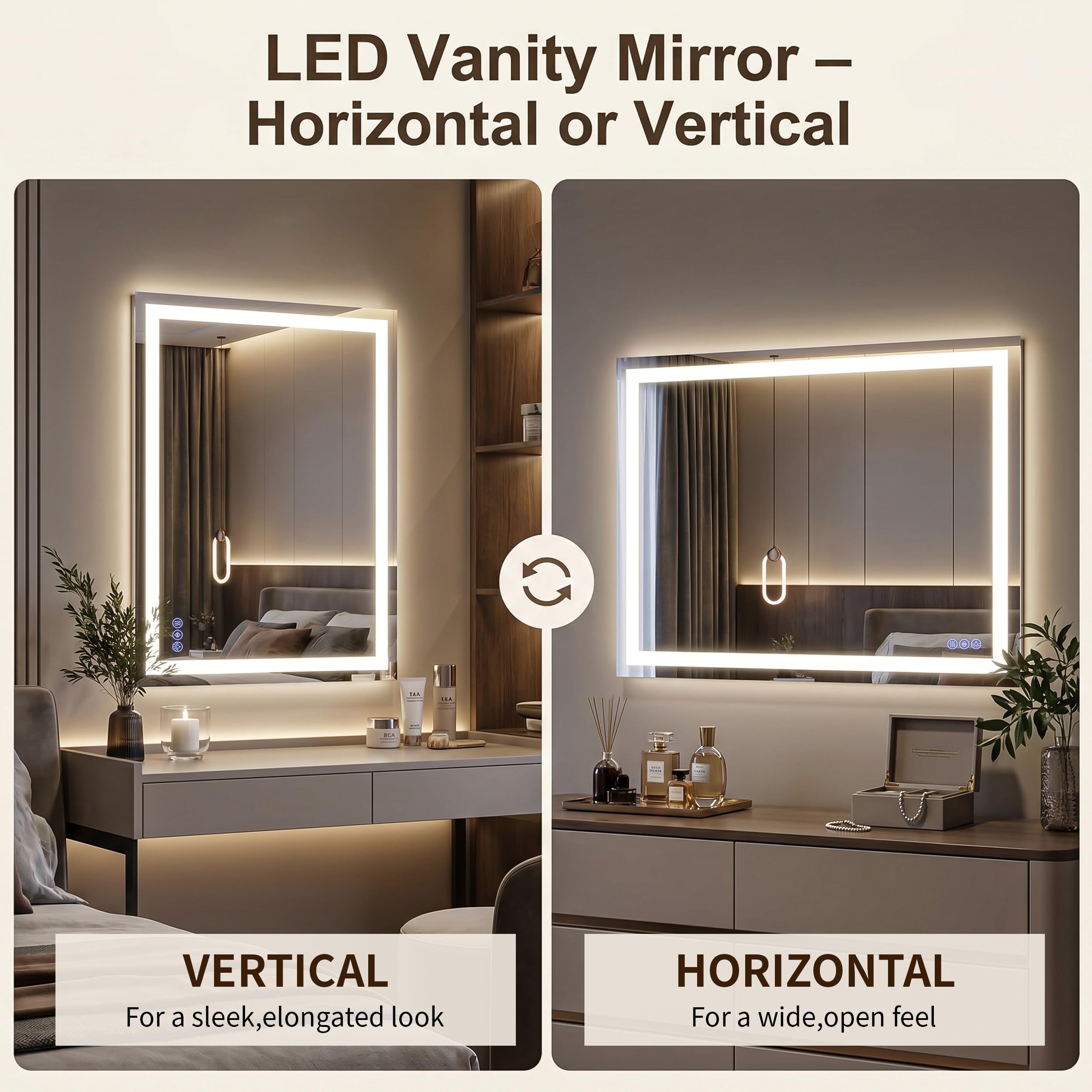 GLSLAND mirror size comparison beside sink indicating true-to-scale dimensions