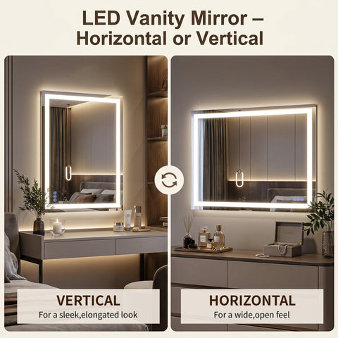 GLSLAND mirror size comparison beside sink indicating true-to-scale dimensions