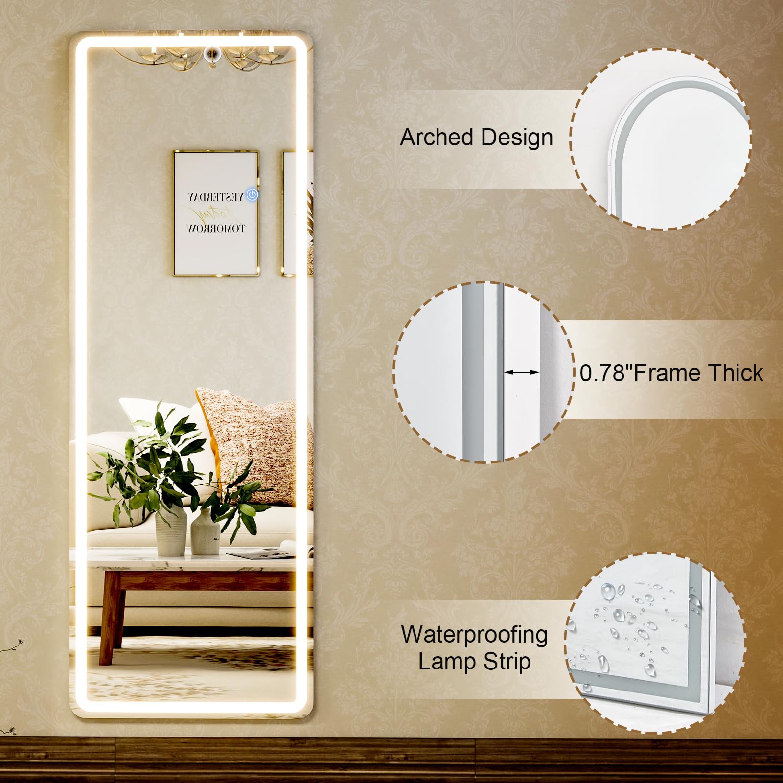 GLSLAND mirror next to person showing scale and complete outfit visibility