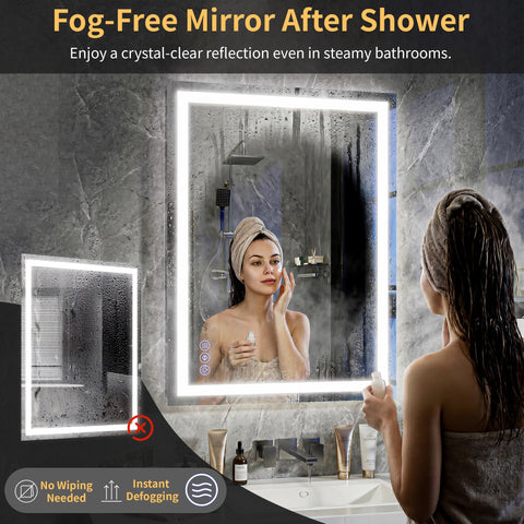 GLSLAND vertical mounted mirror in bathroom giving shadow-free vanity light