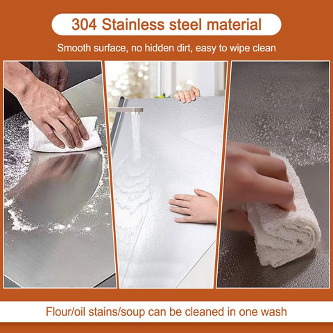 Glyncipher close-up of brushed 304 stainless steel texture, resists stains and odors