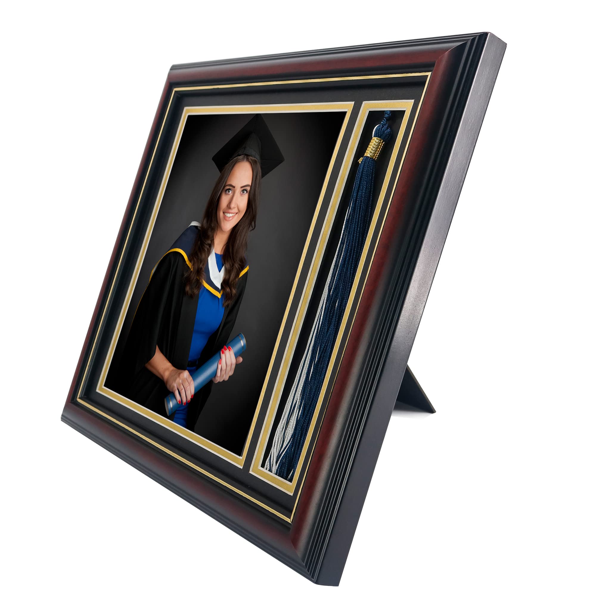 GMFrames close-up of black over gold double mat, refined presentation benefit