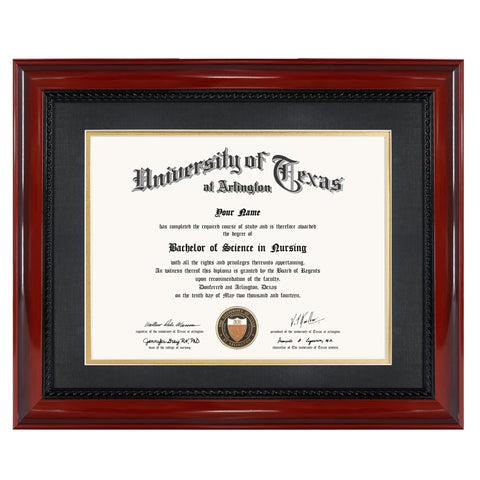 GMFrames front view cherry diploma frame showing classic presentation benefit