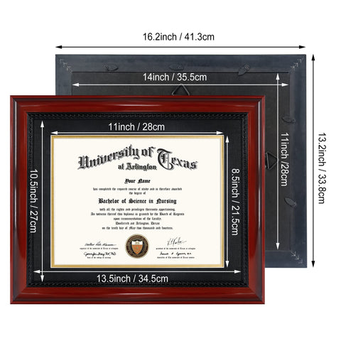 GMFrames mat open with 8.5x11 certificate showing centered archival display