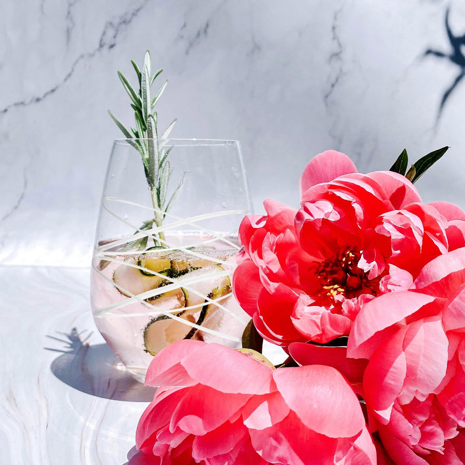 Gnimihz lifestyle dinner setting with glasses in use showing elegance and casual entertaining