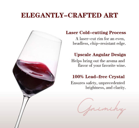 Gnimihz single 15oz wine glass profile highlighting elegant silhouette and clarity