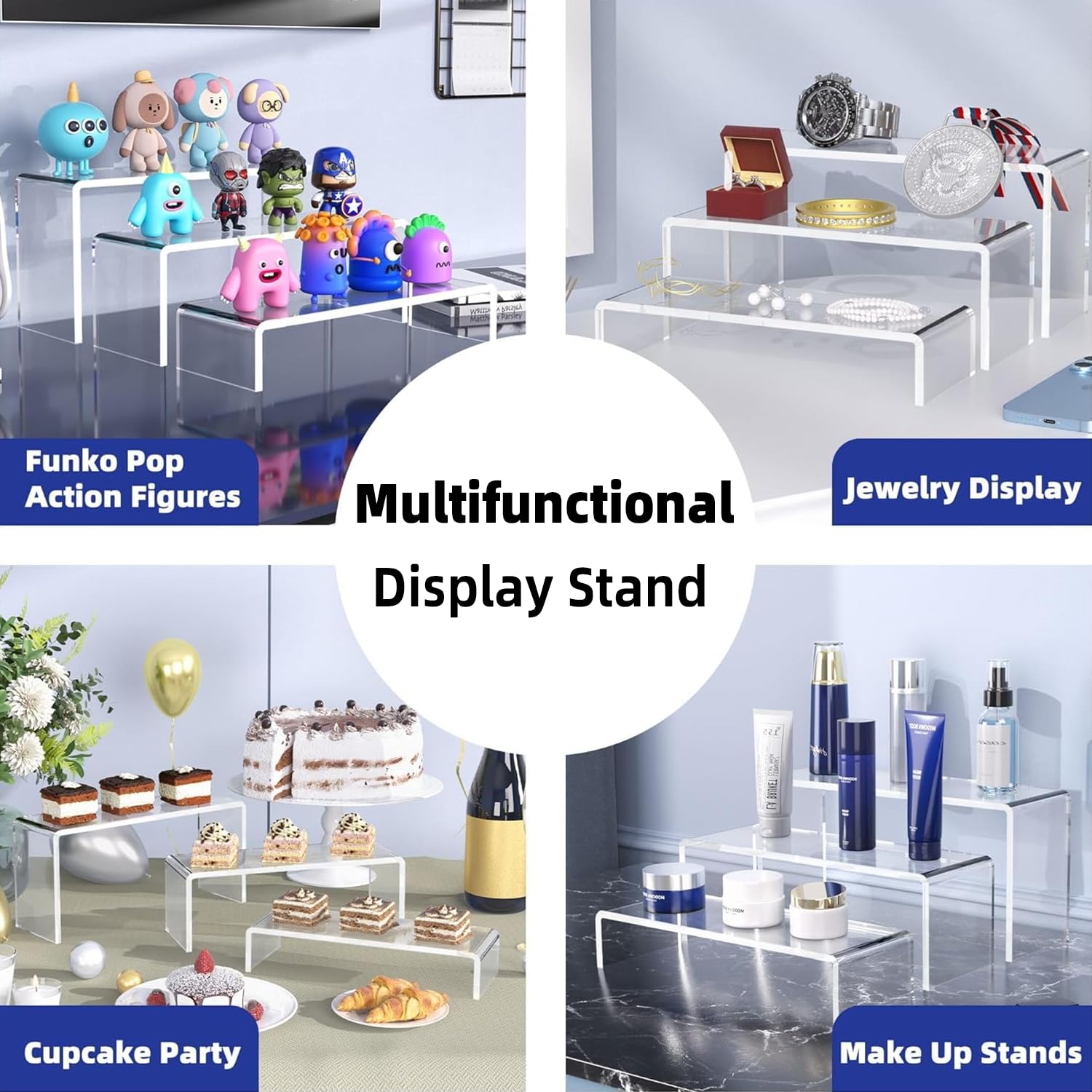 Goabroa risers used on retail counter to organize products and boost appeal