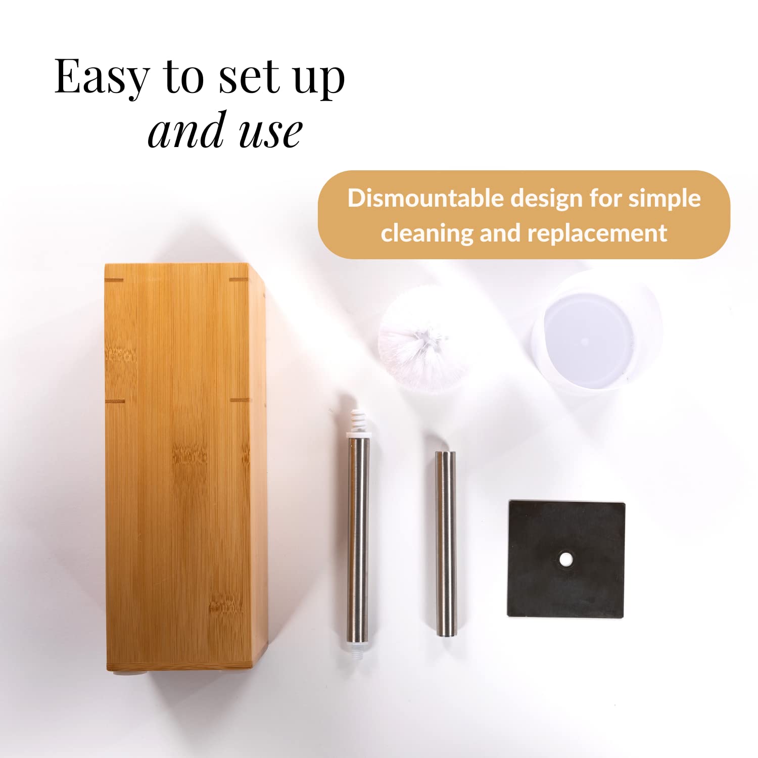 GOBAM size scale next to toilet shows compact footprint for small bathrooms benefit