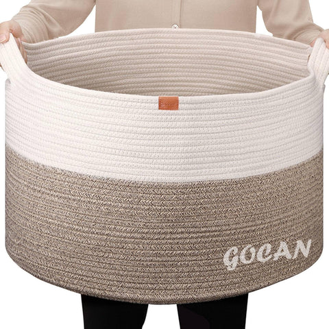 GOCAN front view showing full cotton rope basket and handles for decorative storage
