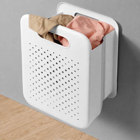 Goderewild front view of wall-mounted hamper showing clean profile and capacity