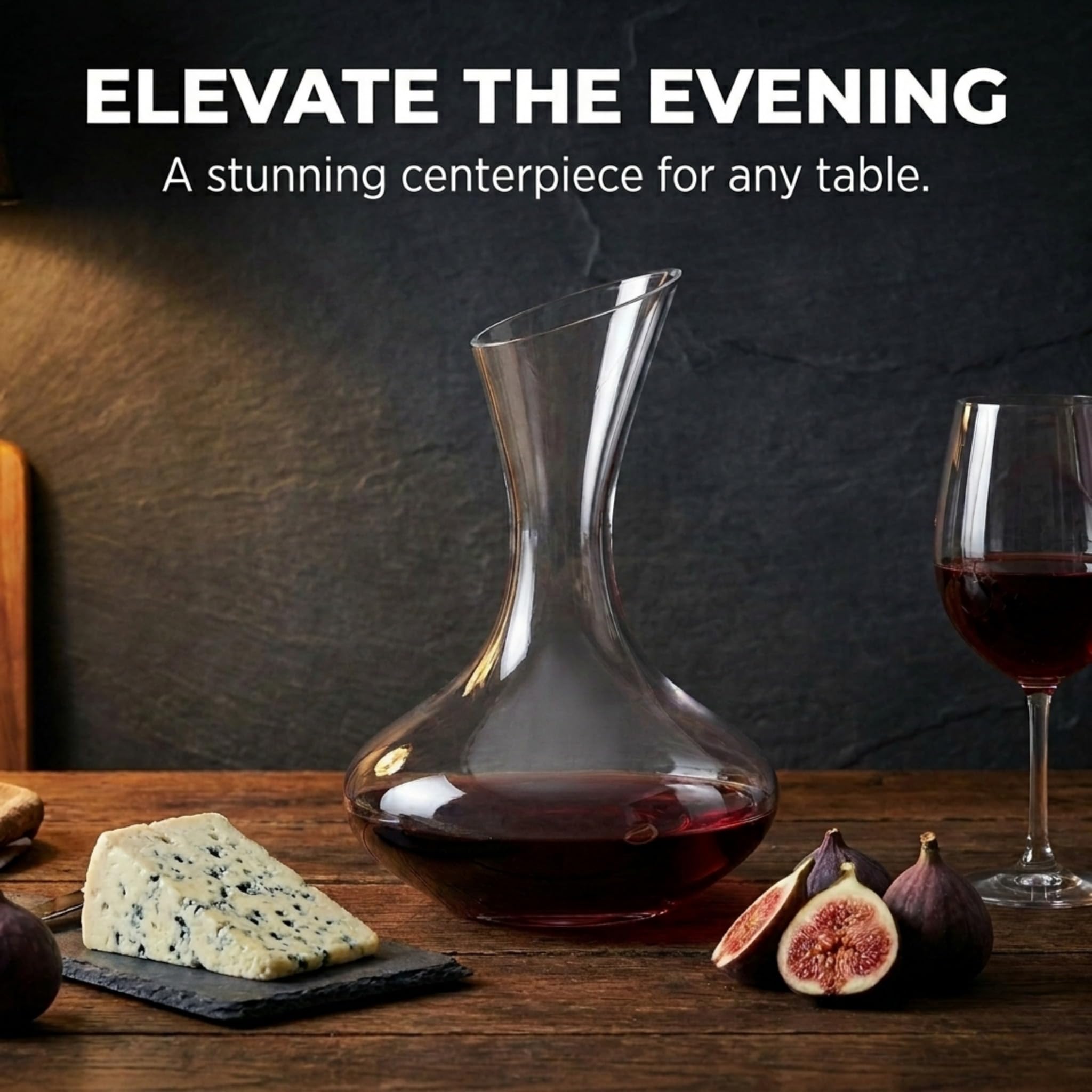 Godinger decanter pouring action into glass illustrating easy service and control benefit