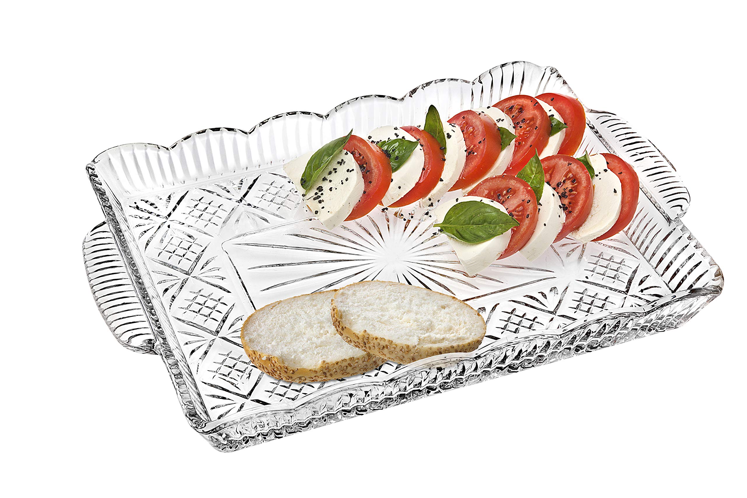 Godinger Dublin tray front view showing rectangular shape and elegant presentation benefit