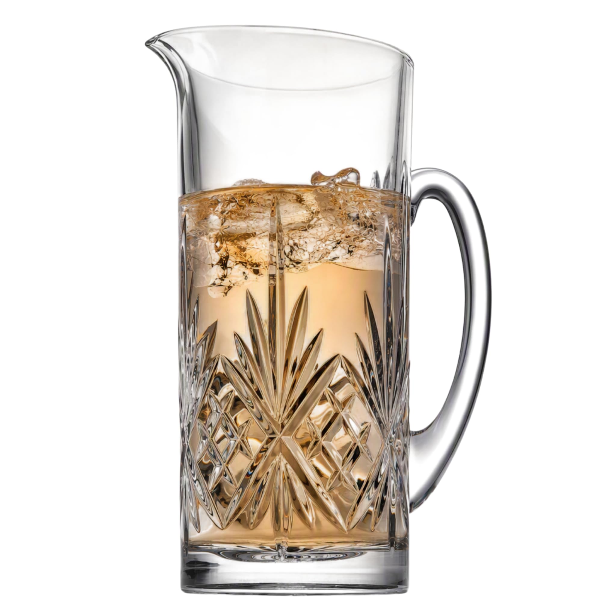 Godinger Dublin pitcher front view showcasing elegant clear crystal and serving appeal