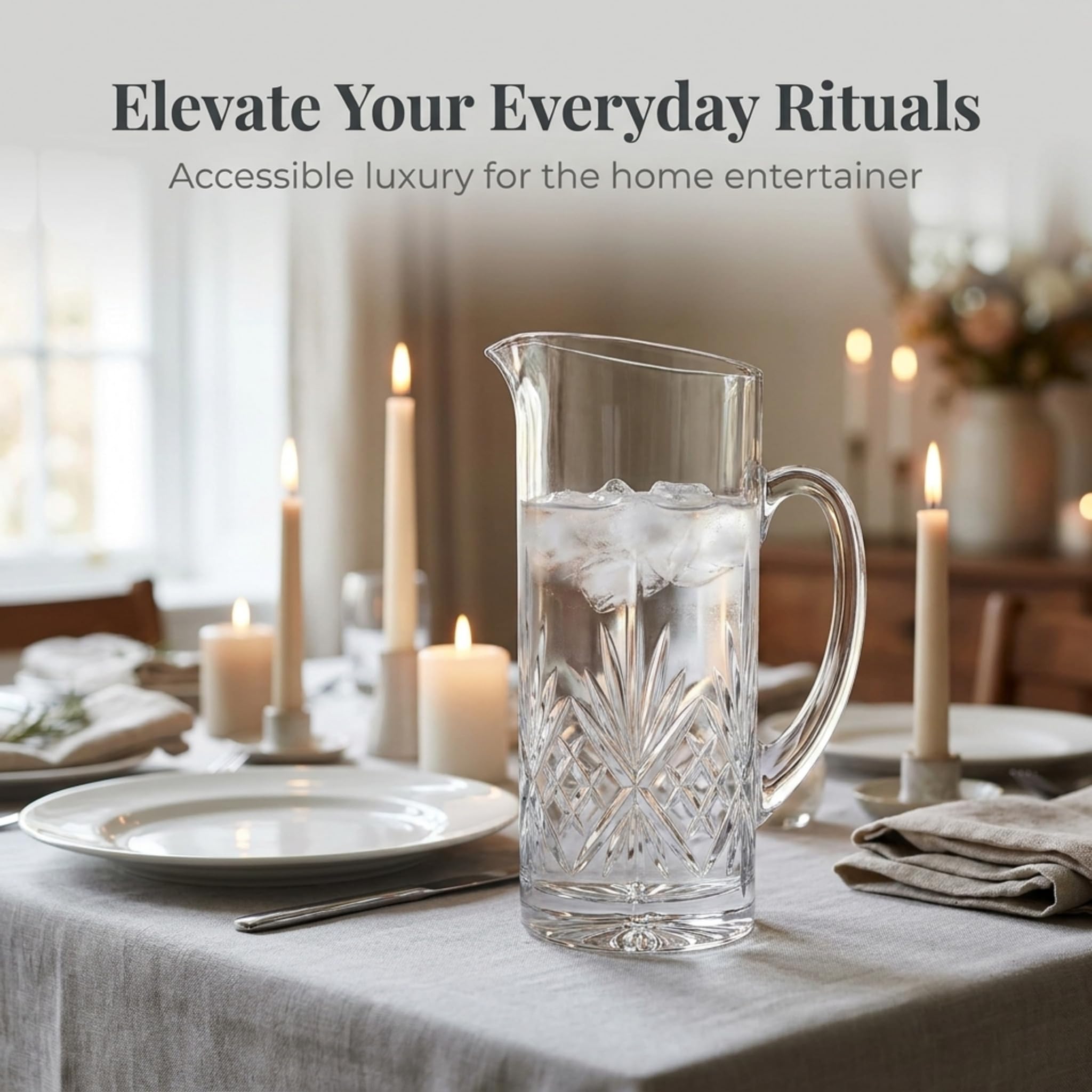Godinger Dublin pitcher on table setting adding refined look to entertaining