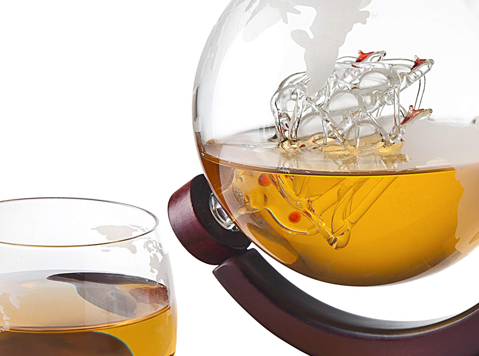 Godinger antique ship detail inside decanter adding unique focal interest
