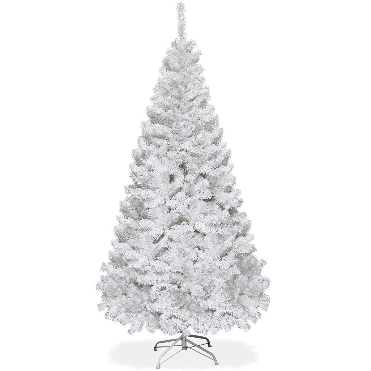 GOFLAME front view of 5ft white tree showing full frosted look and festive benefit