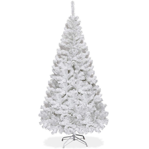 GOFLAME front view of 5ft white tree showing full frosted look and festive benefit