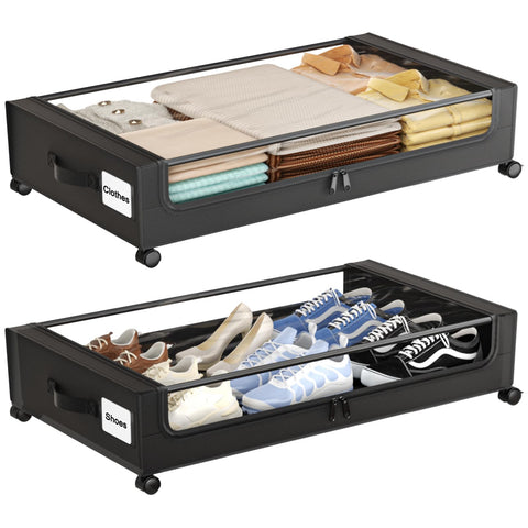 GoFujuco front view of XXL under-bed storage showing capacity and neat organization