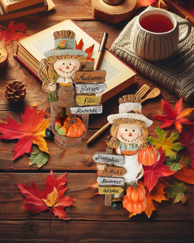 GoGnome close-up of engraved autumn plaque showing clear lettering and rustic charm benefit
