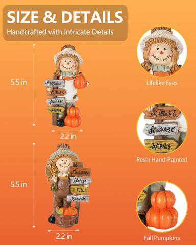 GoGnome next to pumpkin showing 5.5-inch scale for easy table or shelf placement