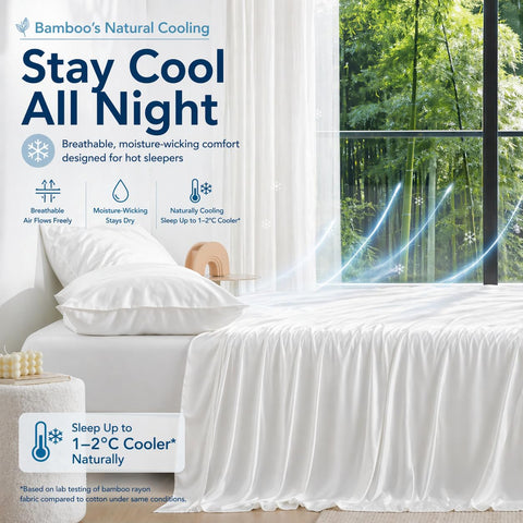 GOKOTTA flat sheet on styled bed showing cool look and smooth drape