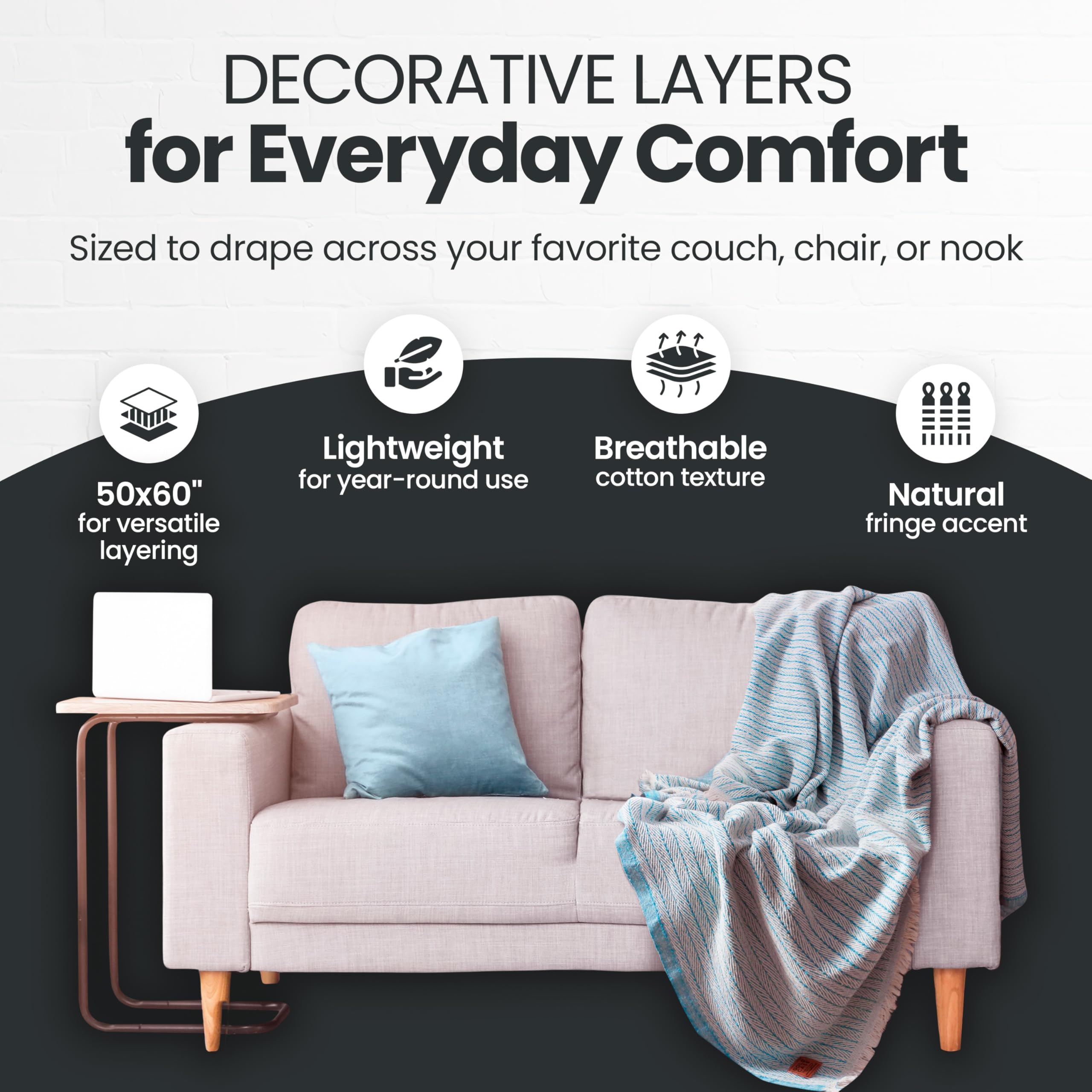 Gold Case throw size comparison with pillow for scale and fit guidance