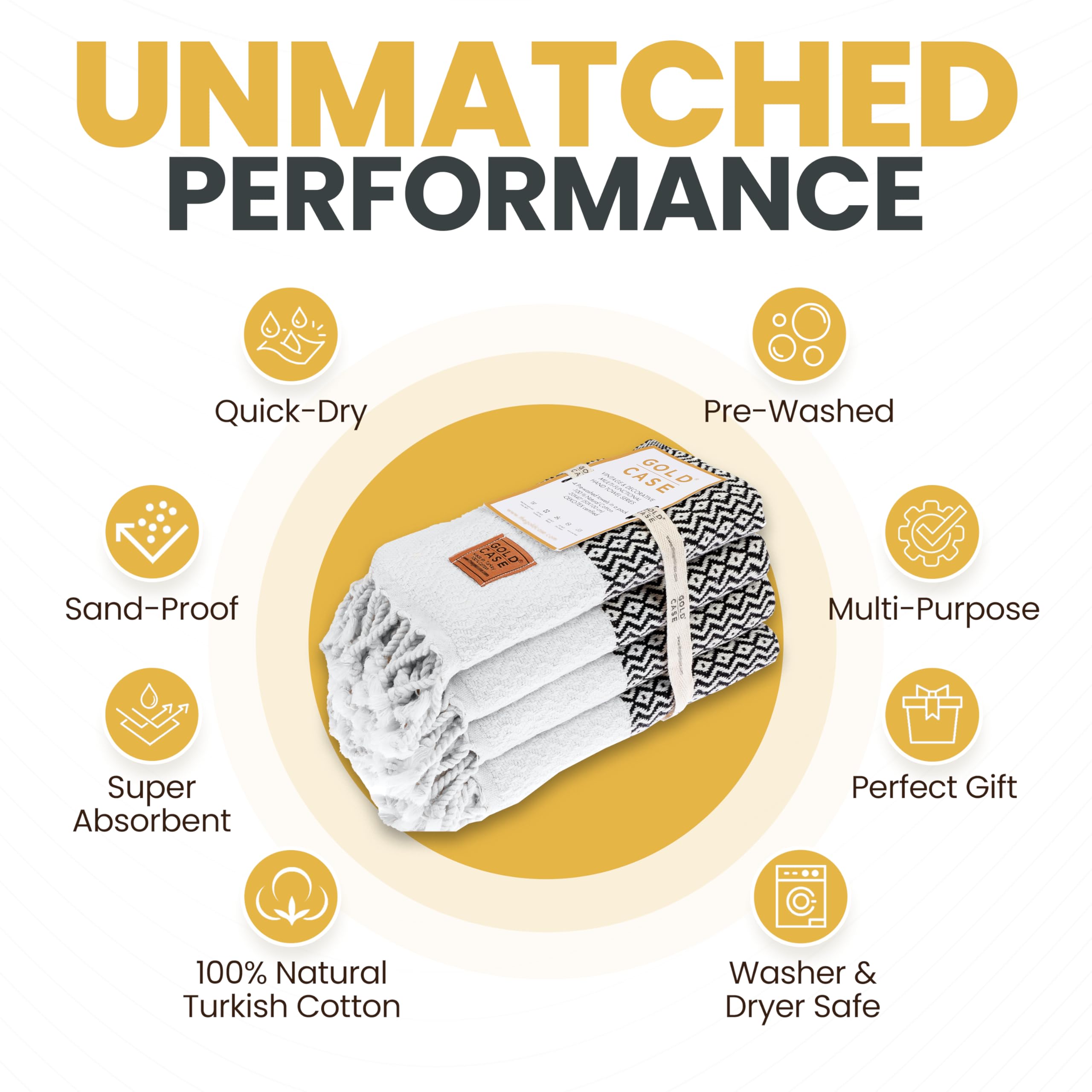 GOLD CASE HOME COLLECTION hanging towel in bathroom shows decorative look and fast-dry benefit
