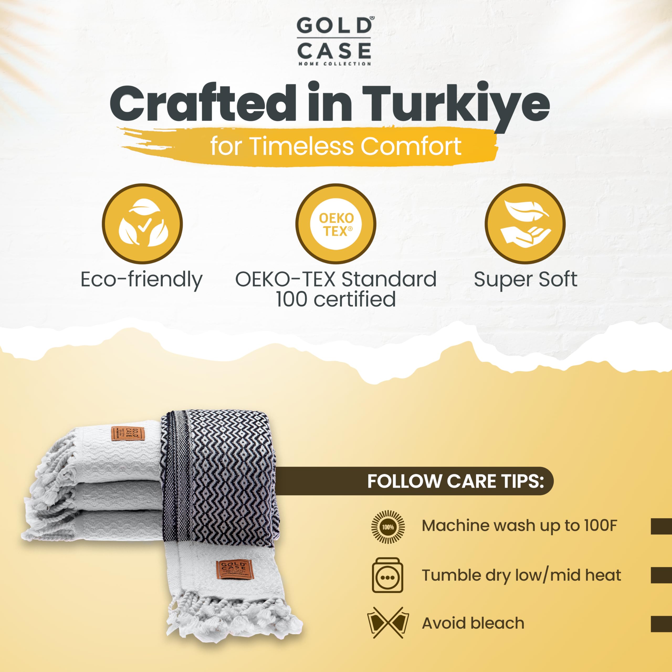 GOLD CASE HOME COLLECTION towel on sink being used shows absorbency and everyday convenience